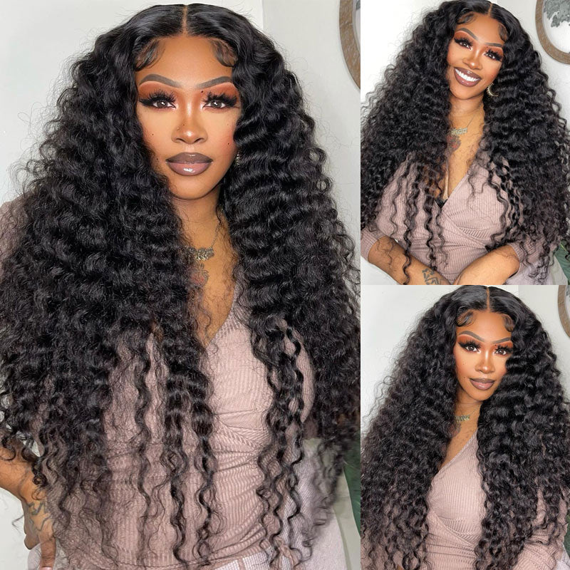  Aorbige Real HD Invisible Lace Frontal Wigs,13x4 Full Frontal  Large Space Hair Wig Deep Curly Style 200% Density Human Hair Clean  Hairline Pre-plucked Bleached Knots Natural Color 20inch : Beauty