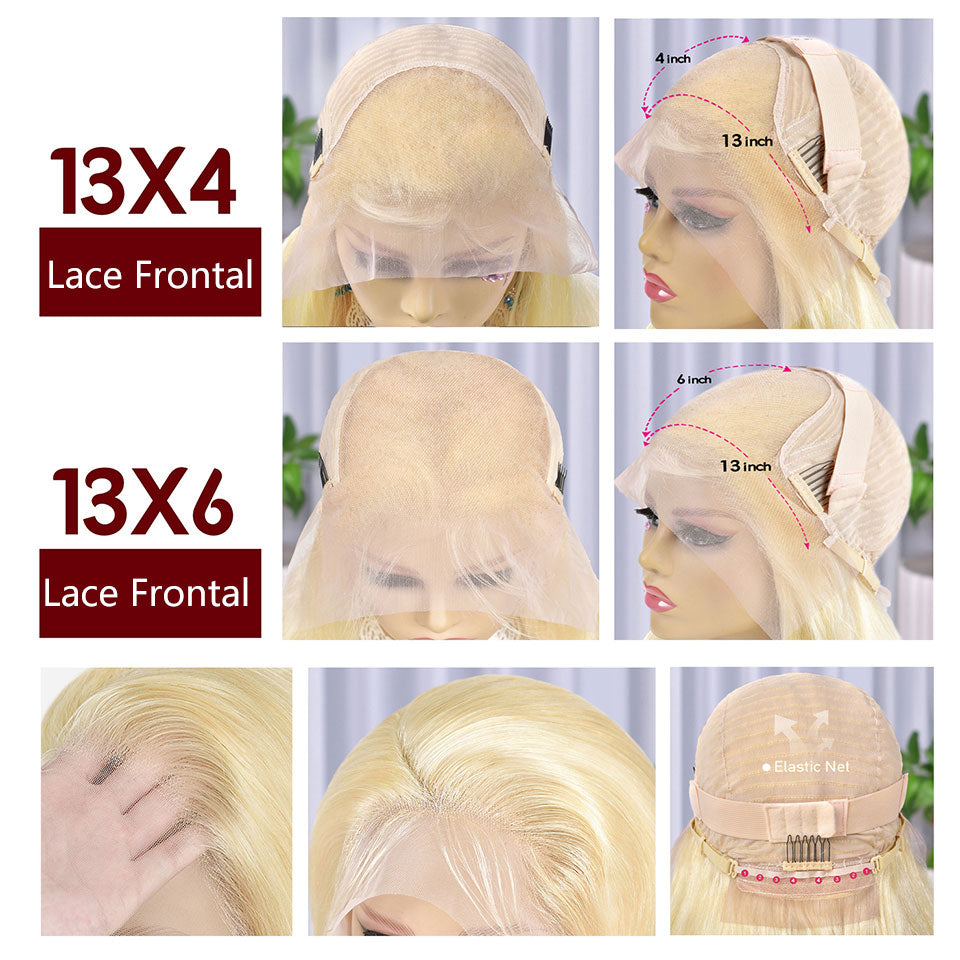 613 Blonde Body Wave 13x6 HD Transparent Lace Frontal Wig Pre Plucked Human Hair-AlididiHair