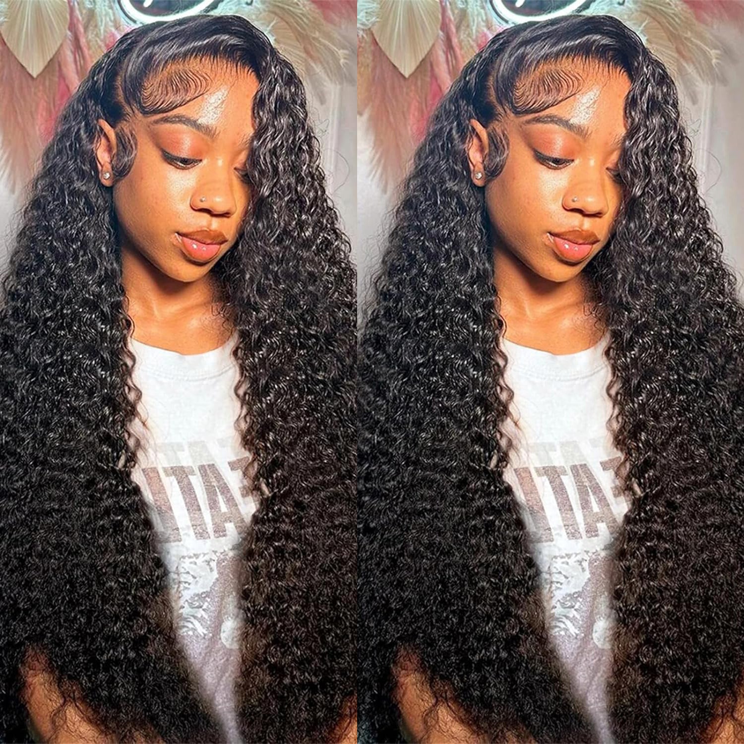 Alididi Black Curly Hair 13x6 HD Lace Frontal Wig 100% Virgin Human Hair Wigs Pre Plucked Hairline