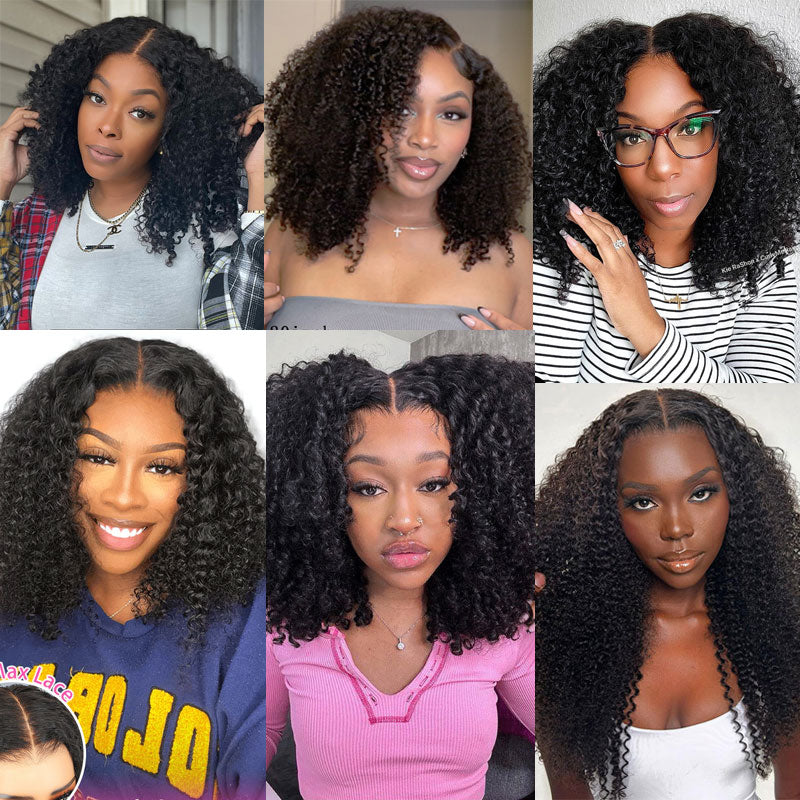 {Super Deal} Alididi Kinky Curly 13x4 Transparent Lace Frontal Wig Pre Plucked Natural Headline Real Human Hair Wig No Code Needed