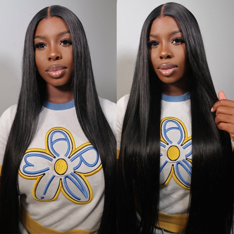 {Super Deal} Alididi Long Straight Hair 13x4 HD Transparent Lace Frontal Wig Real Human Hair Wigs  (No Code Available)