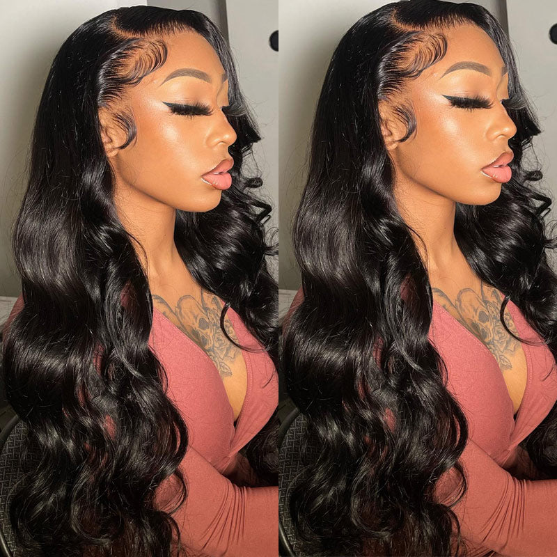 {Super Deal} Alididi Body Wave 13x4 Transparent Lace Frontal Wig Pre Plucked Real Human Hair Wig No Code Needed