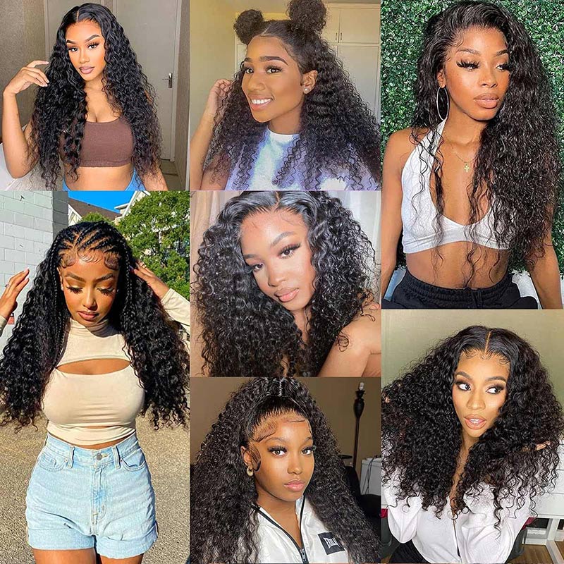 Alididi Pre Bleached Knots Water Wave Human Hair Wig 13*6 Real Swiss HD Lace Front Wig