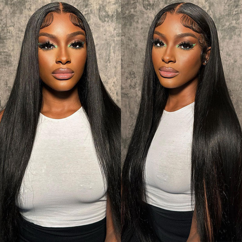 {Super Deal} Alididi Long Straight Hair 13x4 HD Transparent Lace Frontal Wig Real Human Hair Wigs  (No Code Available)