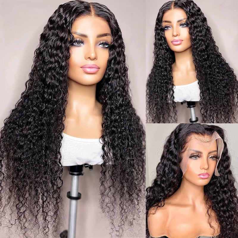 Alididi Pre Bleached Knots Water Wave Human Hair Wig 13*6 Real Swiss HD Lace Front Wig