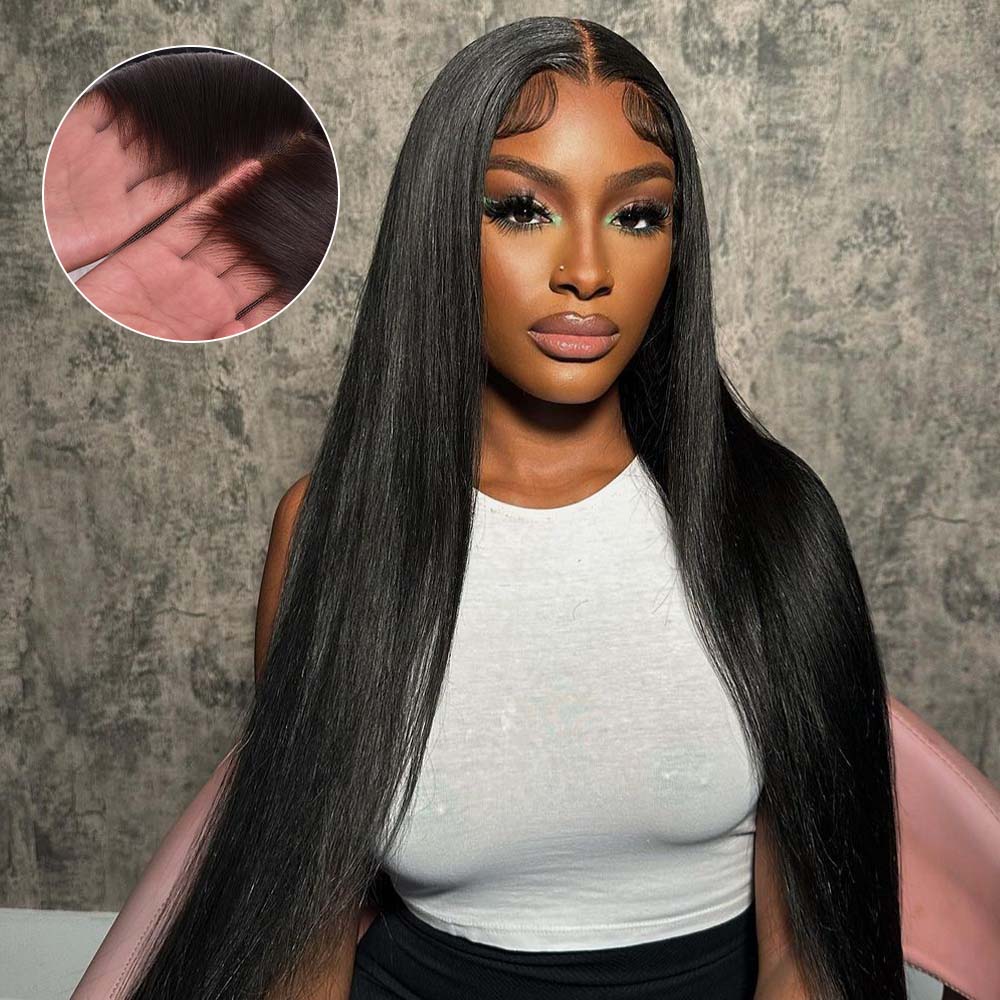 Alididi 13x6 Full Lace Front Wigs Real Swiss HD Lace Wig Pre Plucked Silky Straight Human Hair Wigs