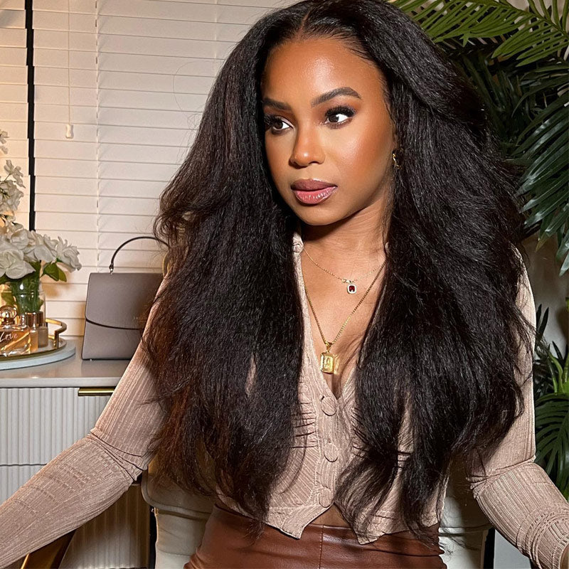 Kinky Straight 360 Transparent Lace Front Wigs Human Hair Wig Pre Plucked Natural Hairline-Alididihair