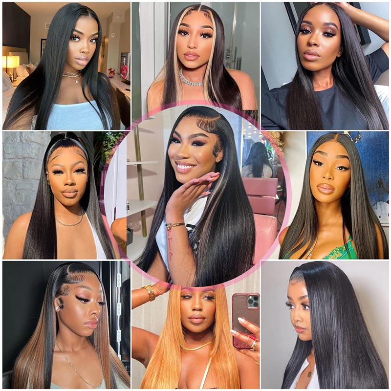 Straight Hair Transparent 360 Lace Frontal Wig Pre Plucked With Baby Hair Virgin Human Hair Wigs-Alididihair