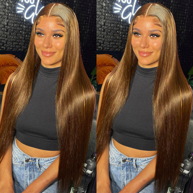 {Super Deal} Long Straight Hair #4 Chestnut 13x4/4x4 HD Transparent Lace Front Wigs No Code Needed