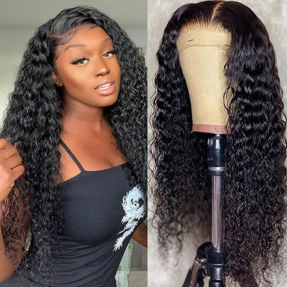 Water Wave Hair 4x4 Lace Closure Wig Real Human Hair Wig Perfect Hairline With Baby Hair-AlididiHair