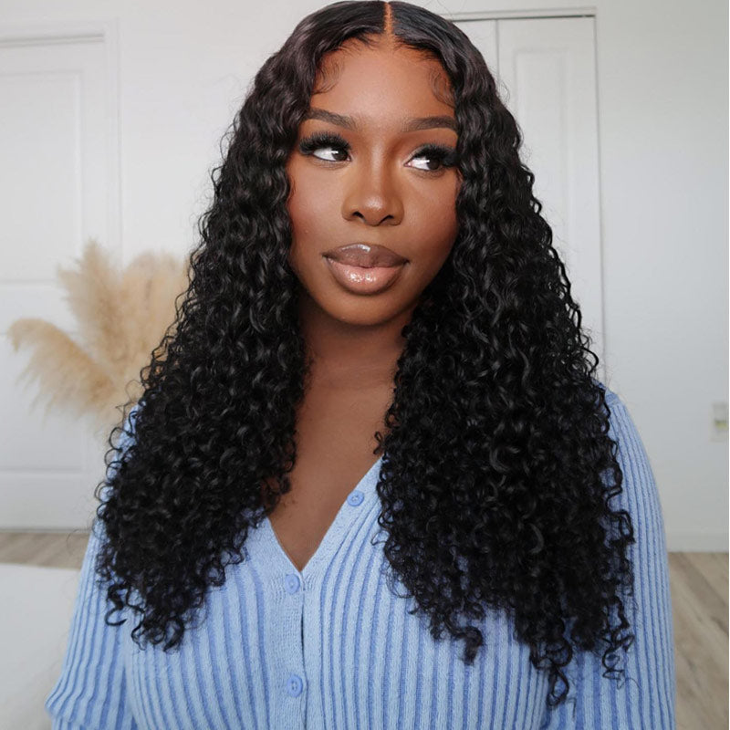 Black Curly Hair 4x4 Lace Closure Wig 100% Virgin Human Hair Wigs Pre Plucked Hairline-AlididiHair