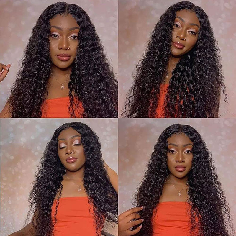 Deep Wave Wig Pre Plucked With Baby Hair 4x4 Transparent Lace Closure Wigs Human Hair For Women -Alididihair