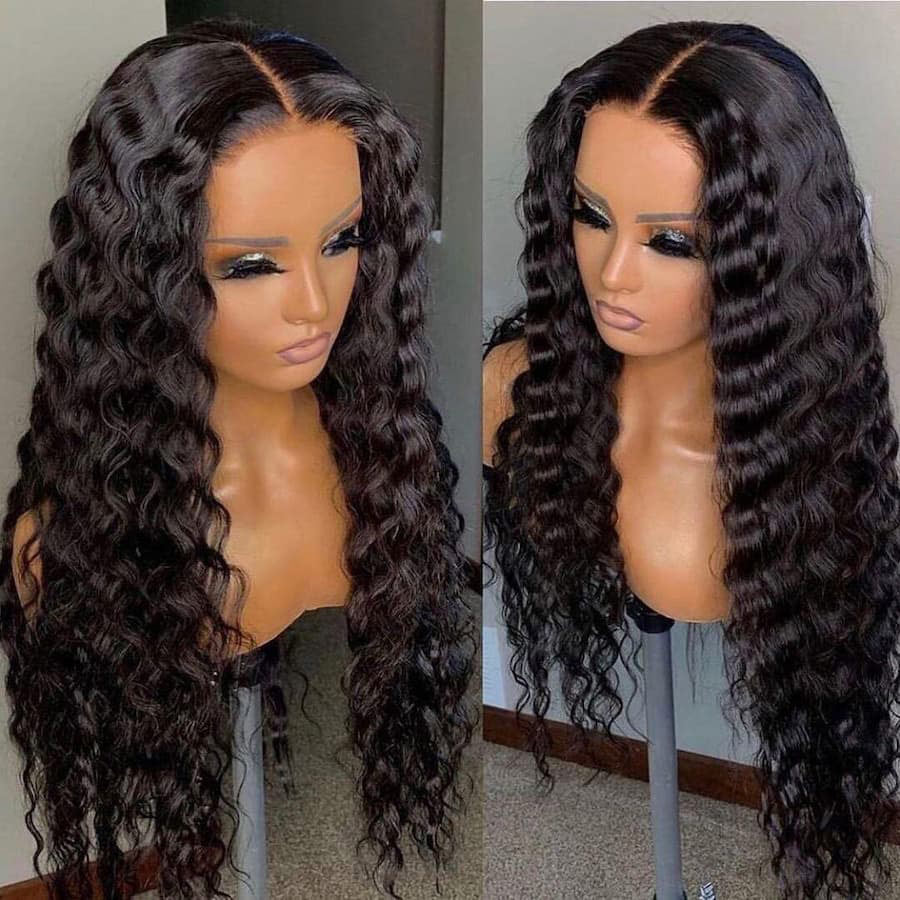 Loose Deep Wave Wig 5x5 Lace Closure Wig Pre Plucked Natural Hairline Real Human Hair-AliddiHair