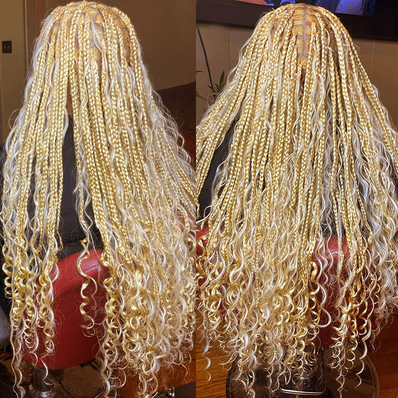 613 Blonde Human Hair No Weft Deep Wave Bulk Hair for Braiding  Hair Extensions for Boho Braids Micro Braiding(70g/bundle)