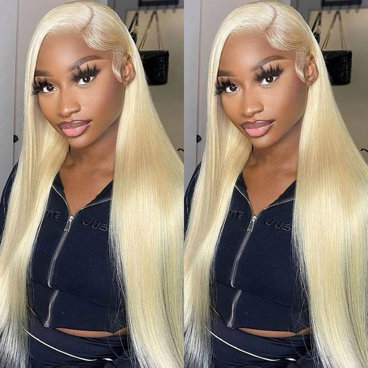 {Super Deal} $199=28'' Long Straight Hair 613 Blonde 13x4 HD Transparent Lace Frontal Wigs Pre Plucked-Alididihair