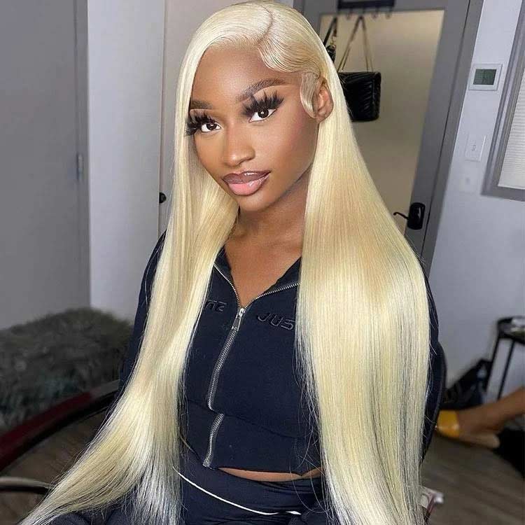 Clearance Sale:26inch 613 Blonde Wig 180% Density Body Wave/Straight Hair 13x4 Transparent Lace Frontal Wigs Human Hair Pre Plucked With Baby Hair