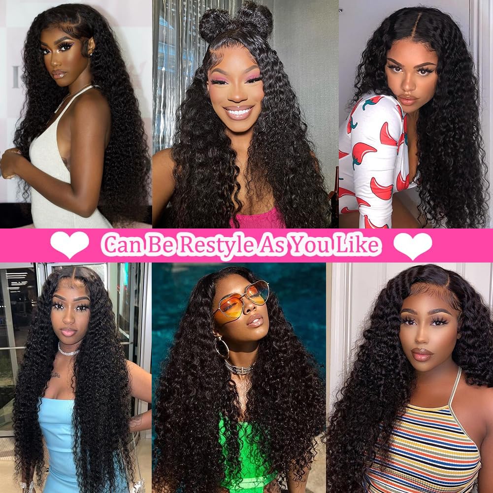 $159 24'' Deep Wave Wigs 13x6/13x4 Lace Frontal Wig 100% Human Hair Pre Plucked Natural Hairline--No code Needed