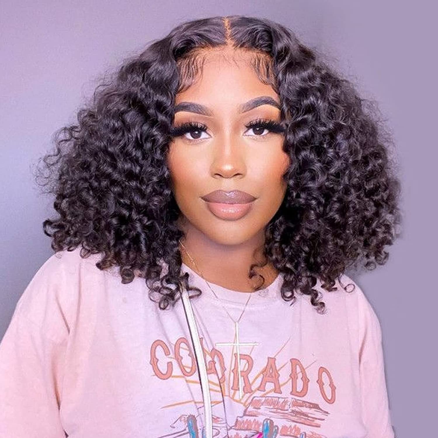 Buy 13x4 Lace Frontal Short Curly Bob Wig Get Straight Ombre Highlight 4x4 Short Bob Wig For Free