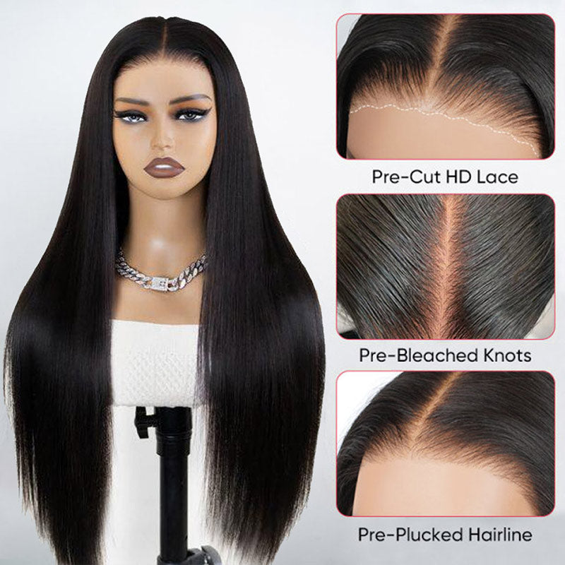 Pre-Plucked Wear Go Glueless Wig Pre Cut 9x6 Lace Closure Straight Human Hair Wig