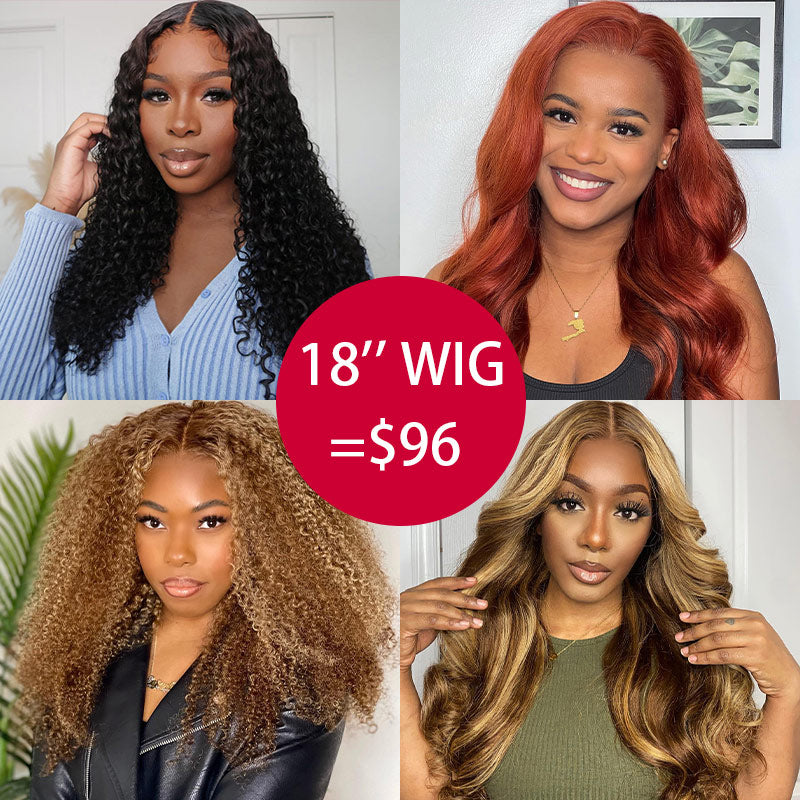 18" WIG = $96 | Alididi #4/27 Honey Blonde Highlight and Natural Black Color 13x4 Lace Front Wigs Super Deal