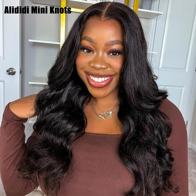 Alididi Mini Knots 13x4 HD Transparent Lace Frontal Wig Body Wave Real Human Hair Wig