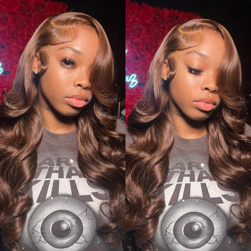 2wigs=$189 | 13x4 #4 Chestnut Brown Body Lace Frontal Wig+13x4 Water Wave Lace Frontal Wig