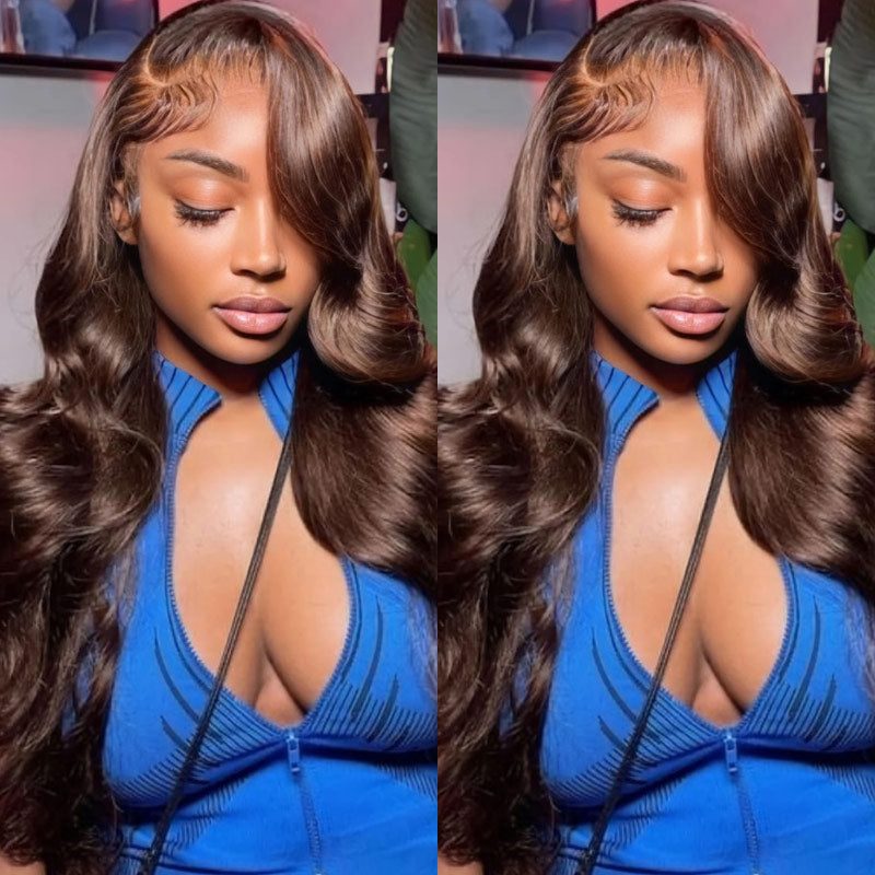 2wigs=$189 | 13x4 #4 Chestnut Brown Body Lace Frontal Wig+13x4 Water Wave Lace Frontal Wig