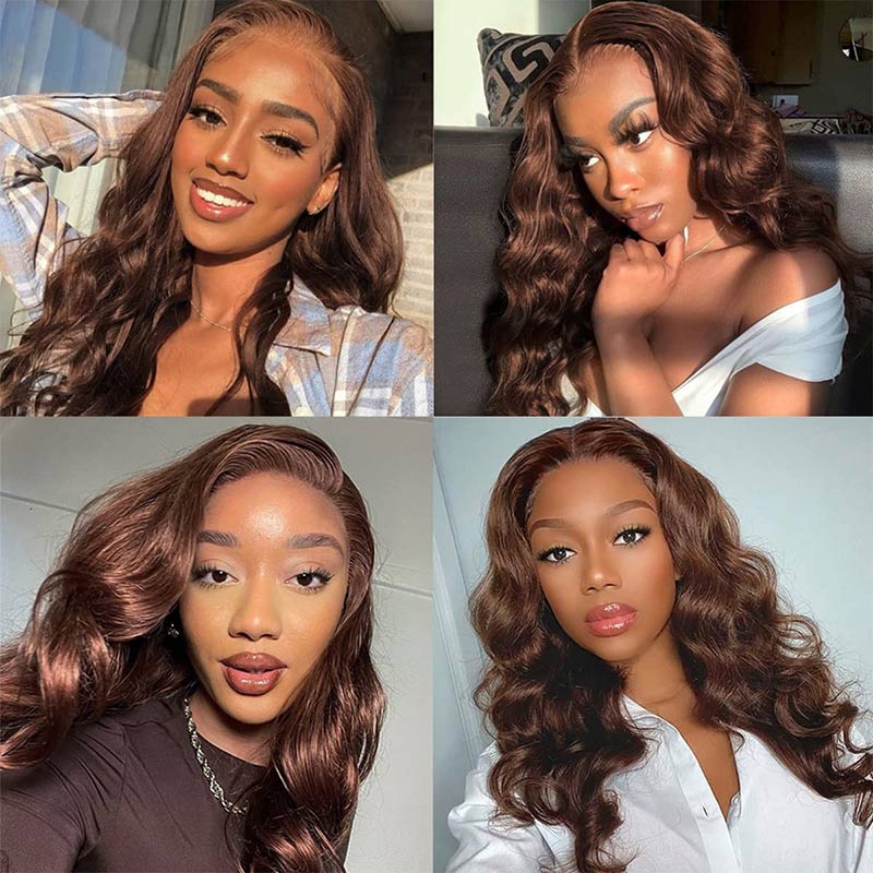 Body Wave Wig #4 Chestnut HD Undetective 13x4/4x4 Lace Frontal Real Human Hair Wig-AlididiHair