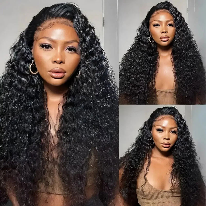 Deep Wave 13x6 Trasparent Lace Frontal Wigs For Women Human Hair Pre Plucked With Baby Hair - Alididihair