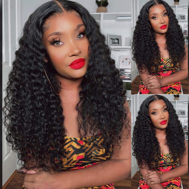 Deep Wave Wig Pre Plucked With Baby Hair 4x4 Transparent Lace Closure Wigs Human Hair For Women -Alididihair