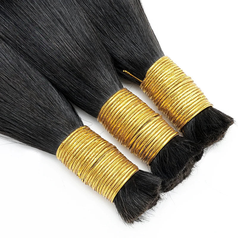 Straight Bulk Human Hair for Braiding NO Weft Straight Virgin Human Braiding Hair Nature Black Bulk for Micro Braiding(50g/bundles)