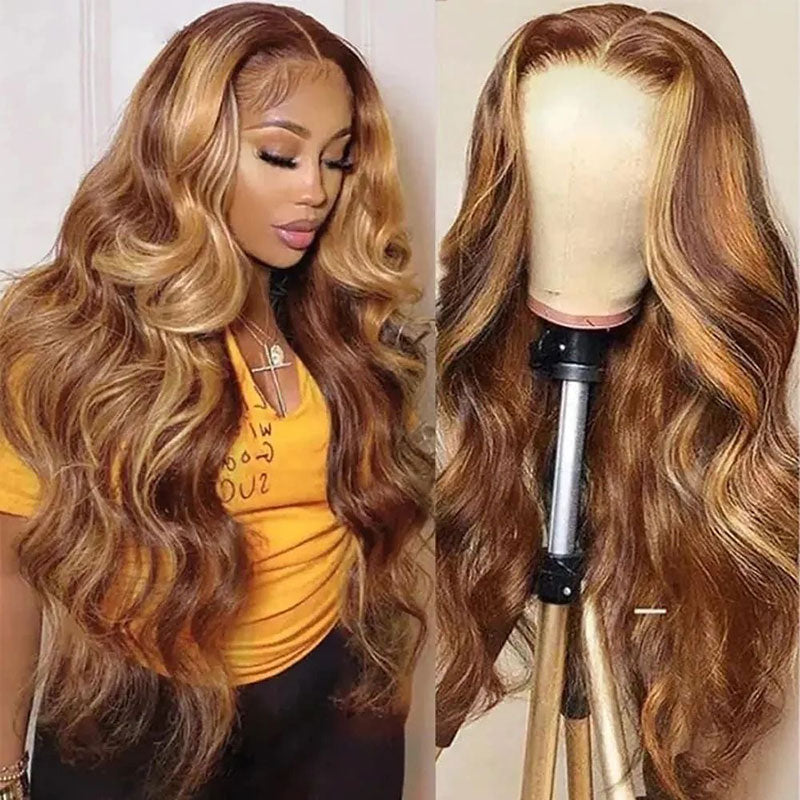 2wigs=$189 | 13x4 #4/27 Highlight Body Wave Transparent Lace Wig + 13x4 Straight Hair Lace Frontal Wig-Alididi