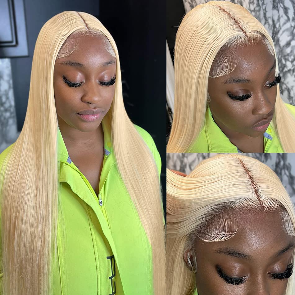 {Super Deal} $199=28'' Long Straight Hair 613 Blonde 13x4 HD Transparent Lace Frontal Wigs Pre Plucked-Alididihair