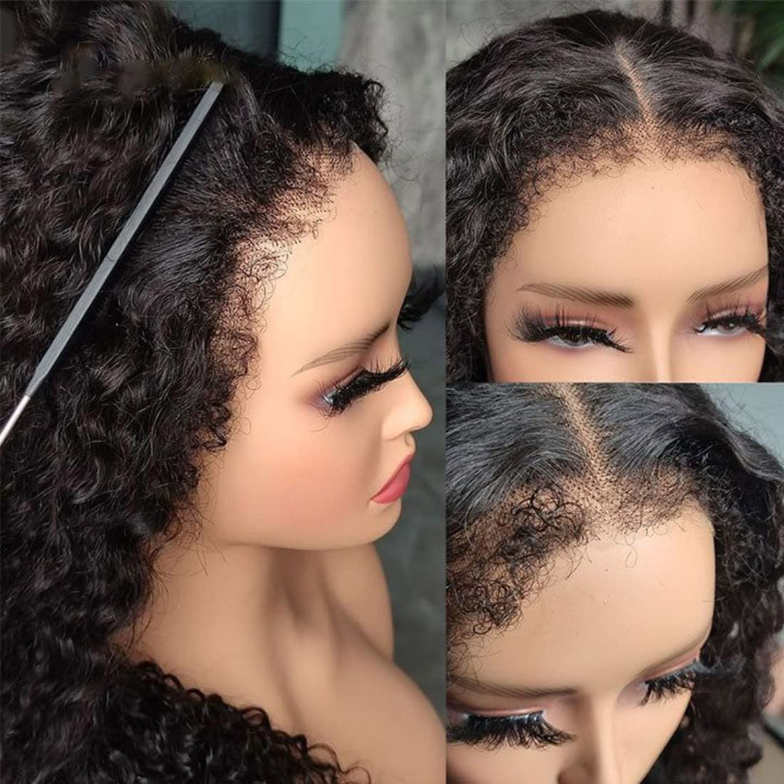 Alididi Short Bob 4C Hairline Wig Kinky Curly 4x4/13x4 Transparent Lace Frontal Wig With Curly Baby Hair Realistic Hairline