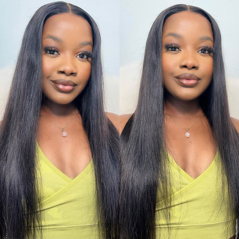 Alididi Straight Hair 4 Bundles With 4x4 Closure Natural Color Brazilian Virgin Hair