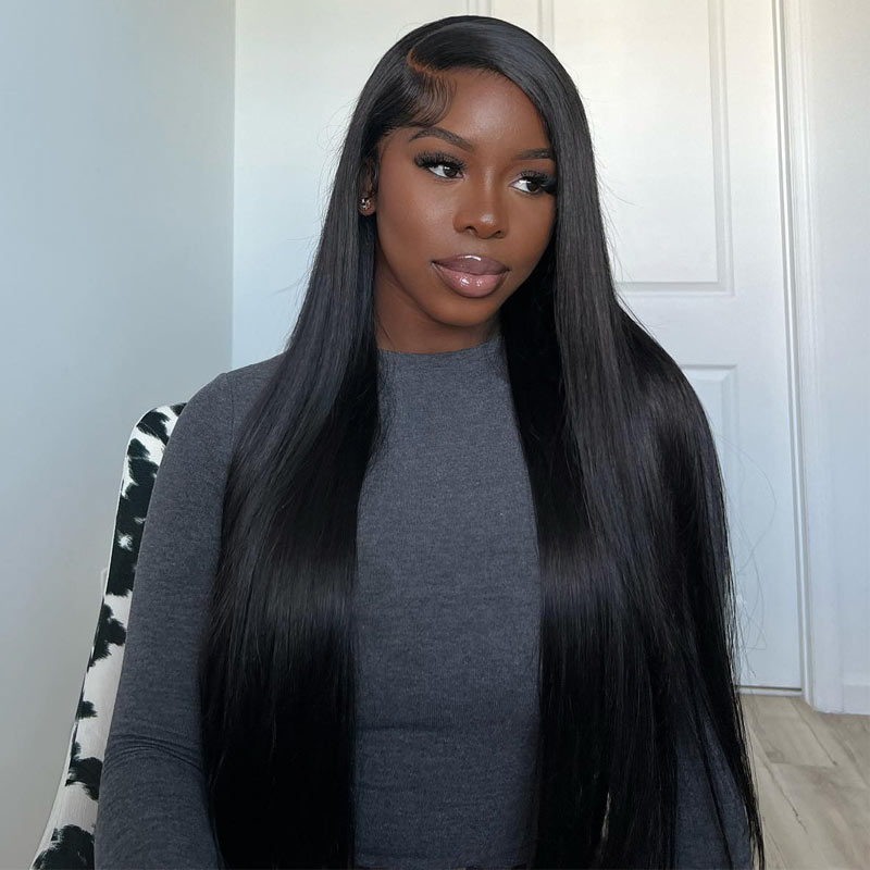 {Super Deal} Alididi Straight Hair 13x4 HD Transparent Lace Frontal Wig Real Human Hair Wigs  (No Code Available)