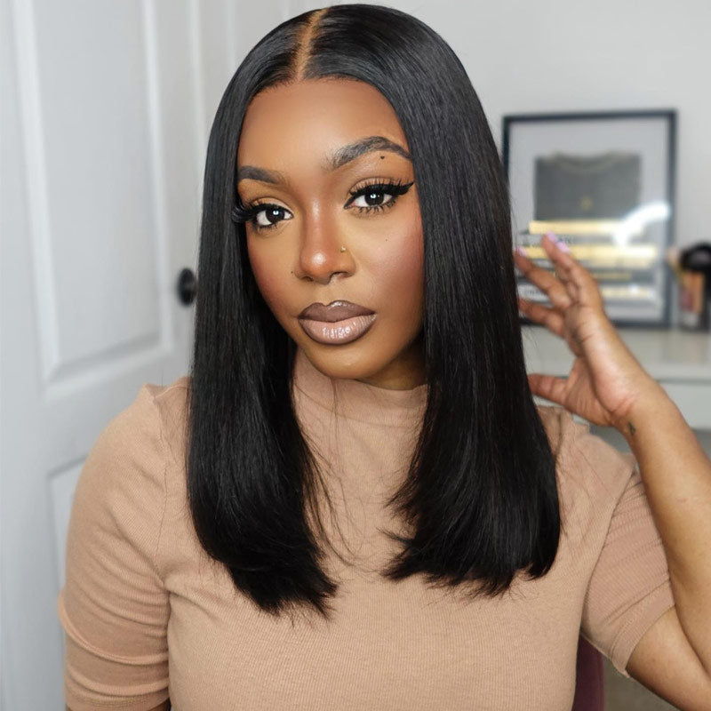 Straight Bob Wigs Human Hair Wigs For Black Women 13x4 Lace Front Wigs Pre Plucked-AlididiHair