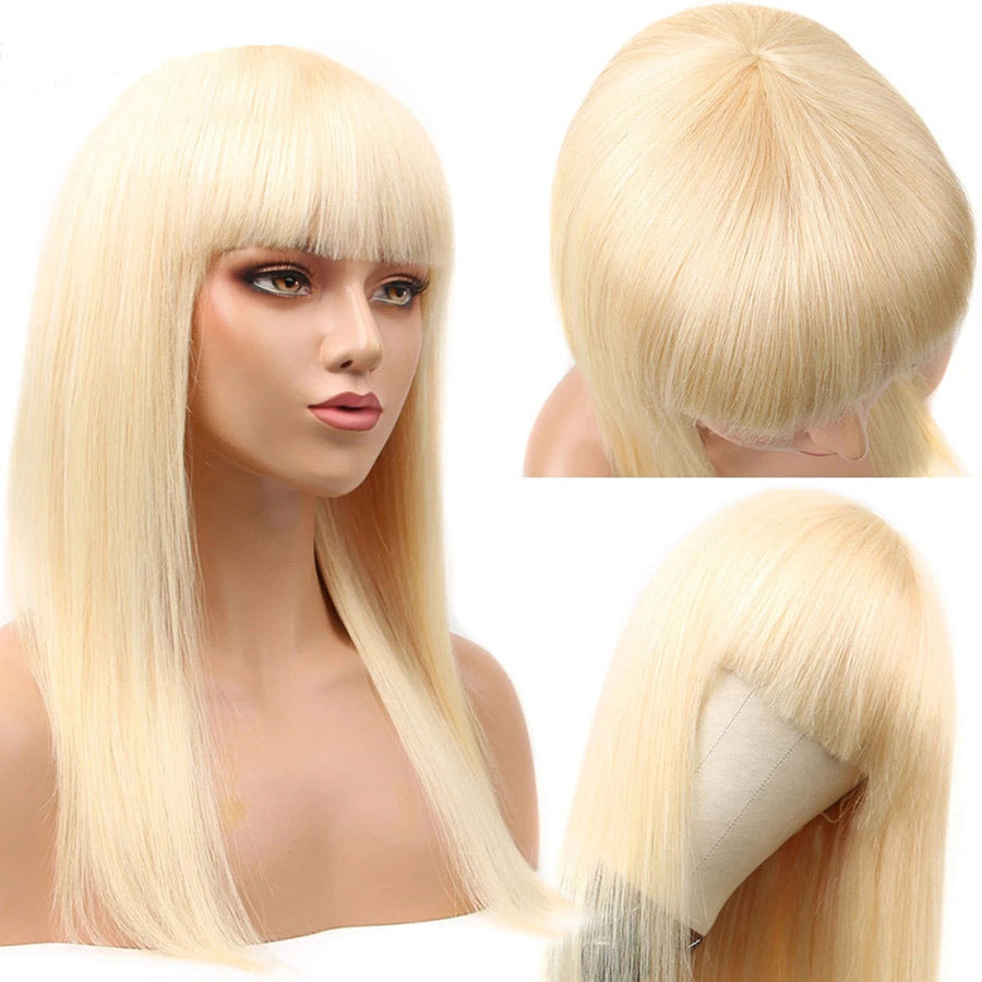 Flash Sale:Straight Hair 613 Blonde Human Hair Bob Wig with Bangs-Alididihair