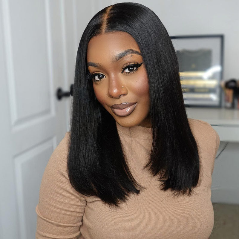 Straight Bob Wigs Human Hair Wigs For Black Women 13x4 Lace Front Wigs Pre Plucked-AlididiHair