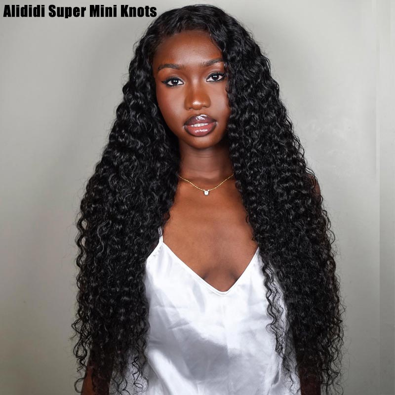 Alididi Super Mini Knots 13x4 HD Transparent Lace Frontal Wig Deep Curly Real Human Hair Wig