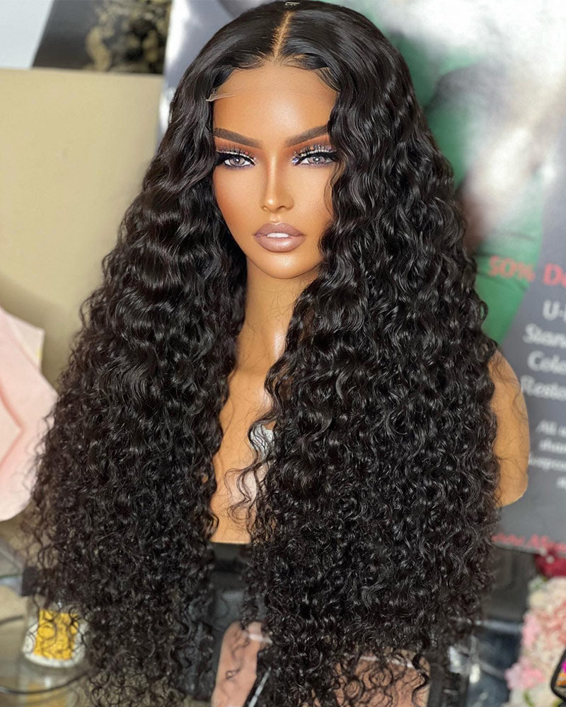 Water Wave 5x5 Lace Closure Wig Pre Plucked With Baby Hair Natural Hairline 100% Real Human Hair Wig-AlididiHair