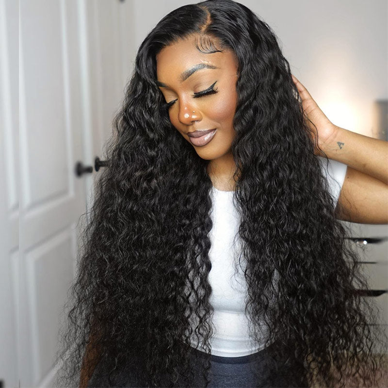 Water Wave Hair 4x4 Lace Closure Wig Real Human Hair Wig Perfect Hairline With Baby Hair-AlididiHair