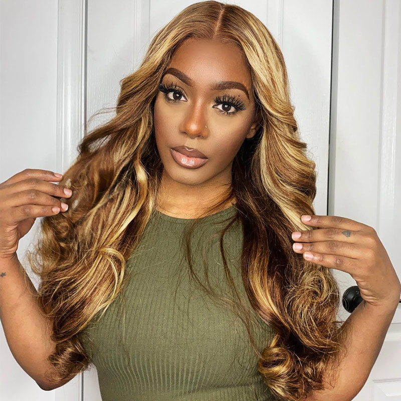 2wigs=$189 | 13x4 #4/27 Highlight Body Wave Transparent Lace Wig + 13x4 Straight Hair Lace Frontal Wig-Alididi