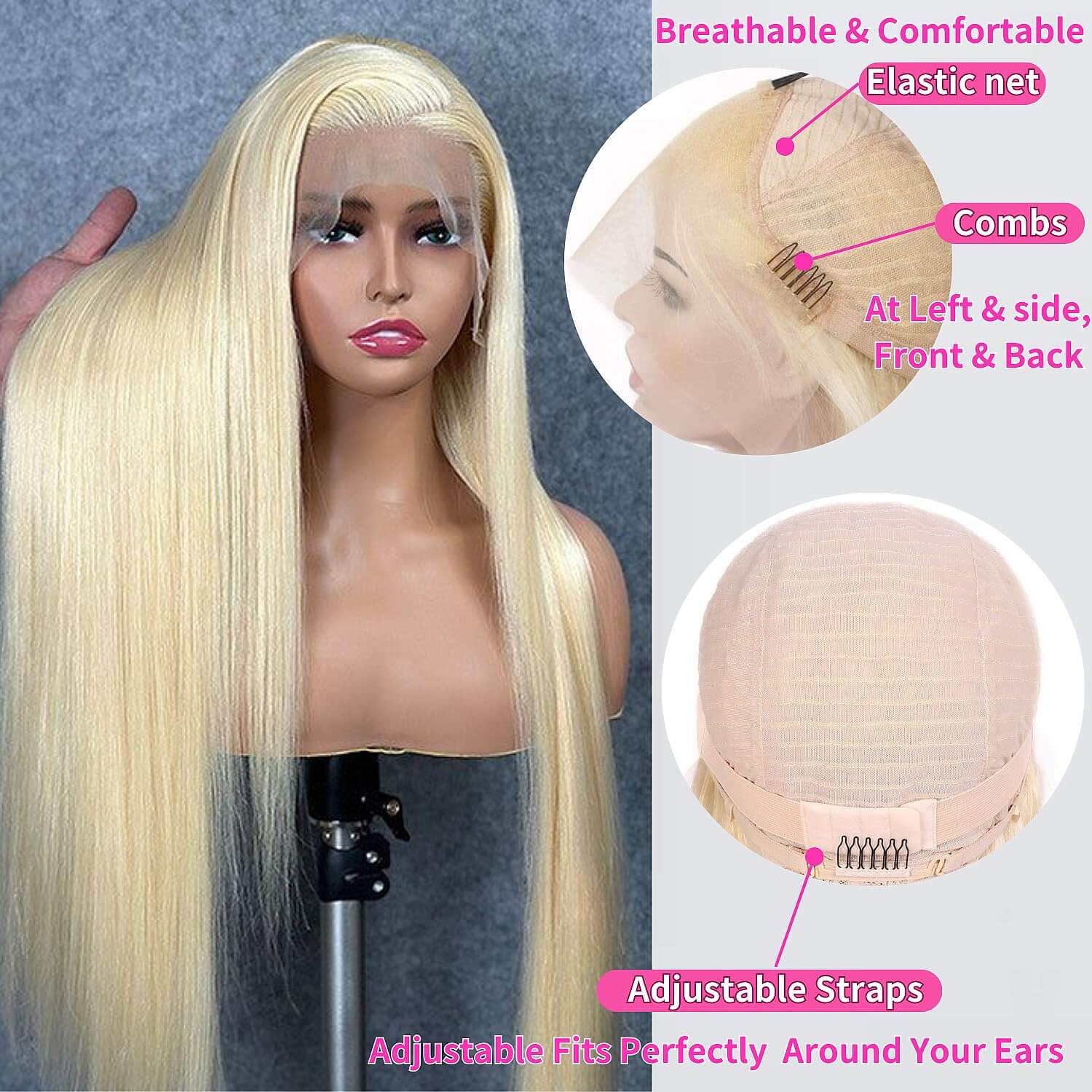 30'' 613 Lace Front Wig Human Hair 13X4 Blonde Body Wave/Straight HD Transparent Lace Frontal Wigs Human Hair Pre Plucked with Baby Hair