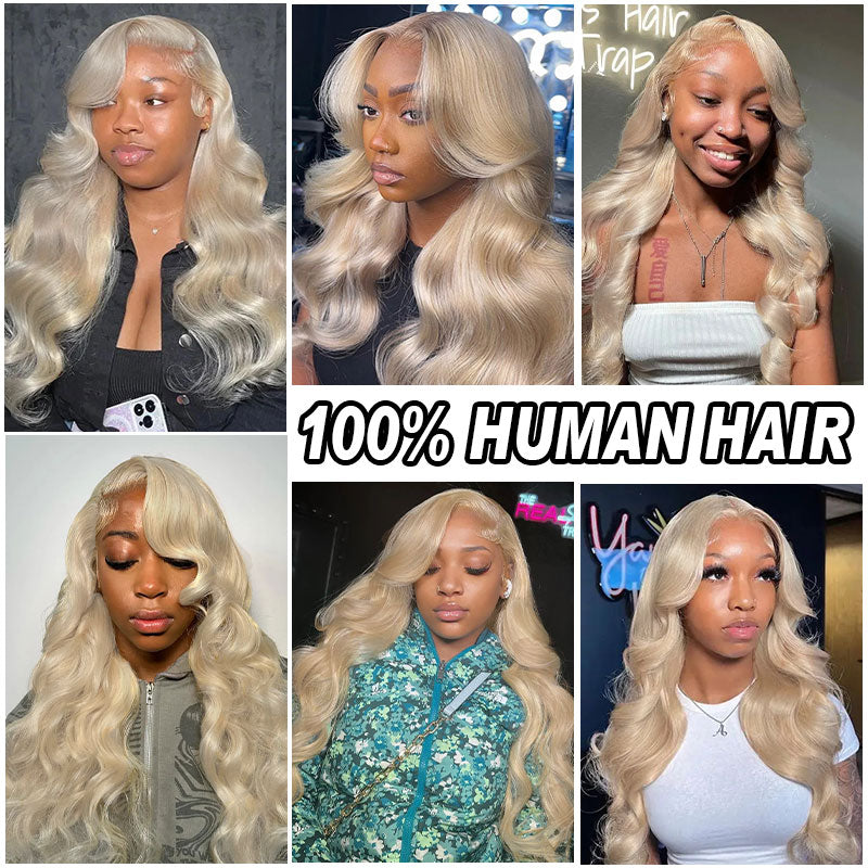 Gold Blonde Body Wave Wig 13x4 HD Transparent Lace Frontal 100% Human Hair Wig-Alididihair