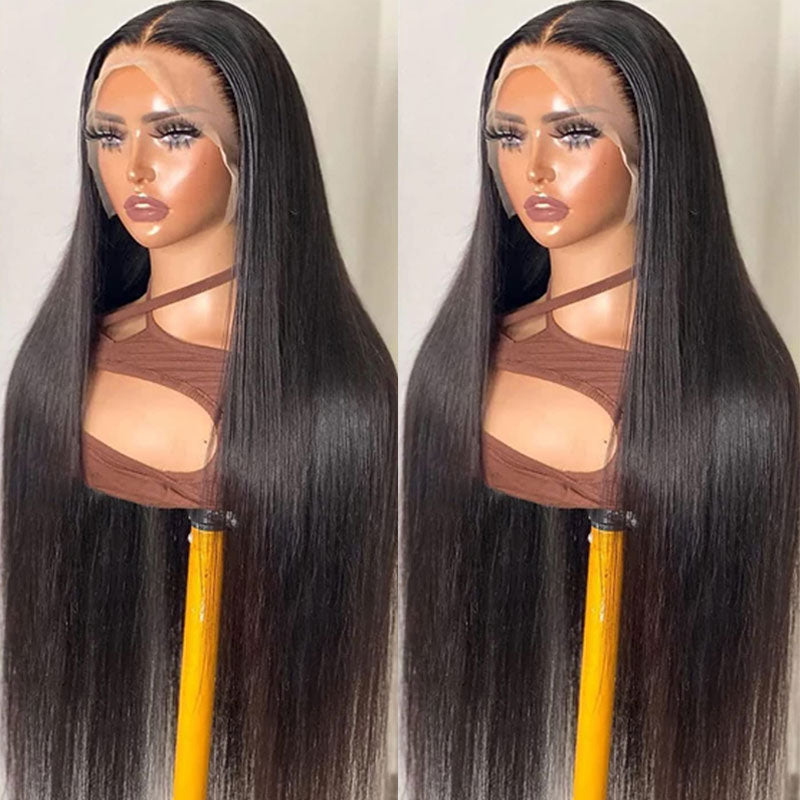 Straight Hair 13x6 Transparent Lace Frontal Wig Pre Plucked Natural Hairline Real Human Hair-Alididihair
