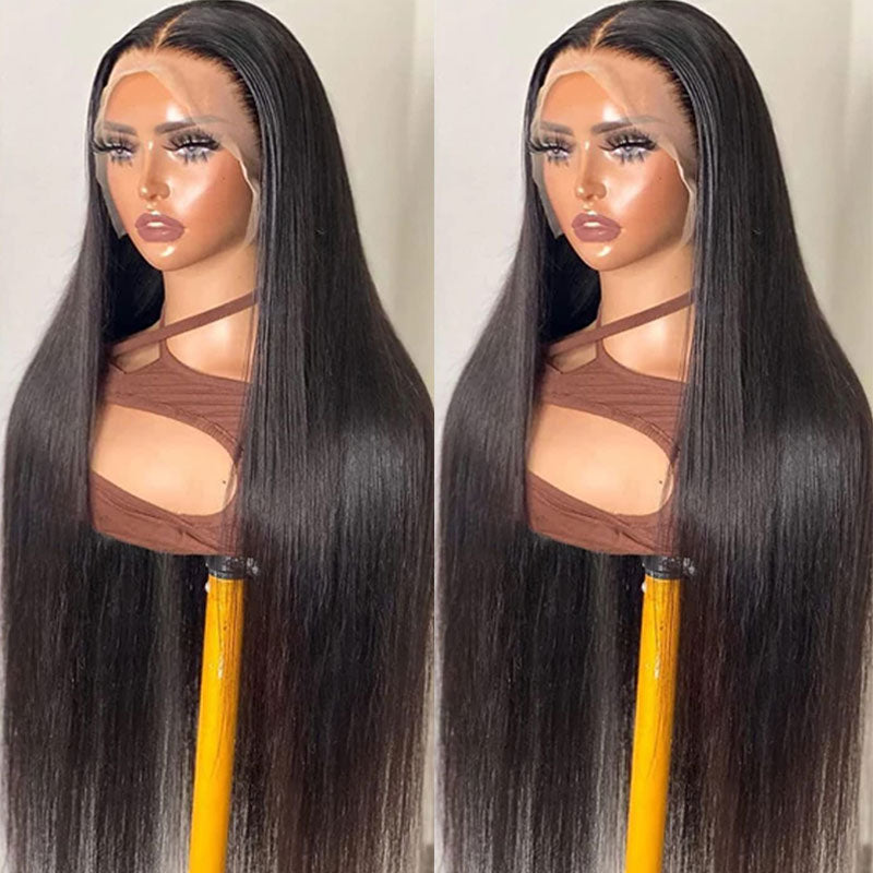 {Super Deal} Alididi Long Straight Hair 13x4 HD Transparent Lace Frontal Wig Real Human Hair Wigs  (No Code Available)