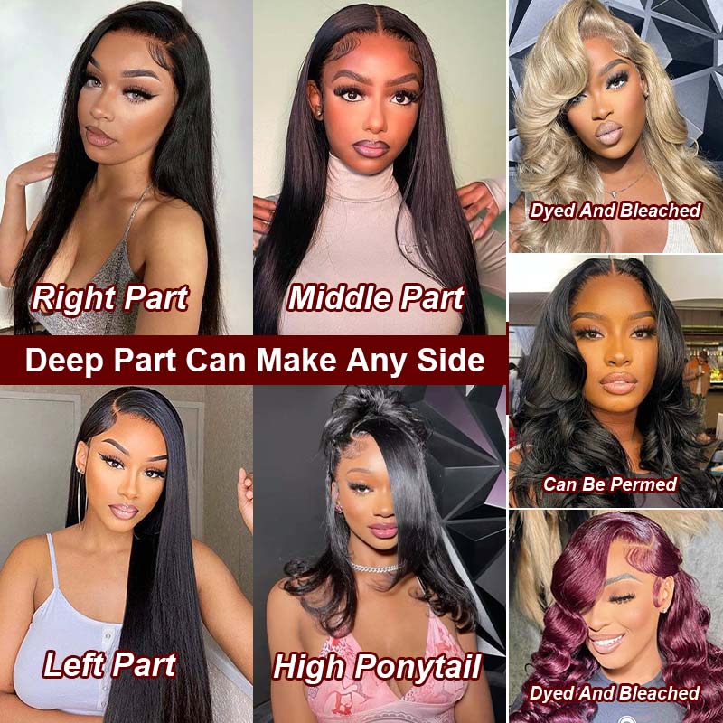 Alididi 13x6 Full Lace Front Wigs Real Swiss HD Lace Wig Pre Plucked Silky Straight Human Hair Wigs