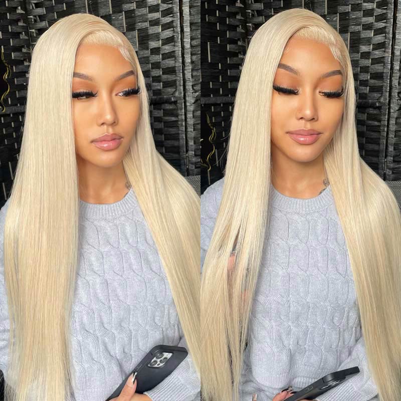 Flash Sale:180% Density Straight Hair Wig #613 Blonde 13x4 Lace Frontal Wig-AlididiHair