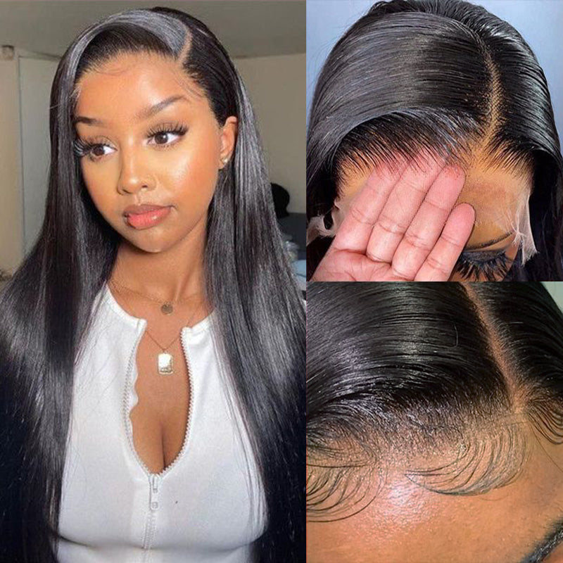 Straight Hair Transparent Lace Frontal Wig 4X4/13X4 Lace Front Real Human Hair-Alididihair